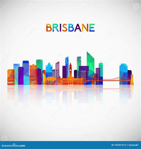 Brisbane Skyline Silhouette in Colorful Geometric Style. Stock Vector ...