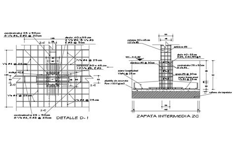 Isolated footing construction details with wall cad drawing details dwg ...