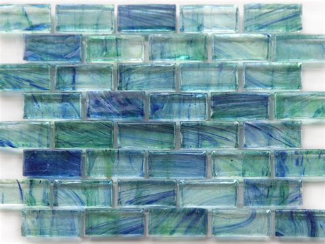 Mirabelle Glass Tile Aqua Blue Green Brick Pattern | Glass Tile Home