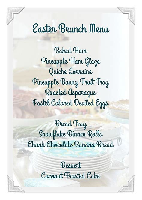 Easter Brunch Menu - Grateful Prayer | Thankful Heart