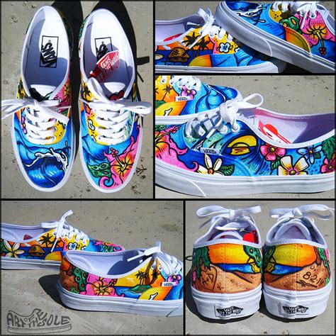 Ticket to Paradise Custom Hand Painted Vans Authentic Shoes – chadcantcolor