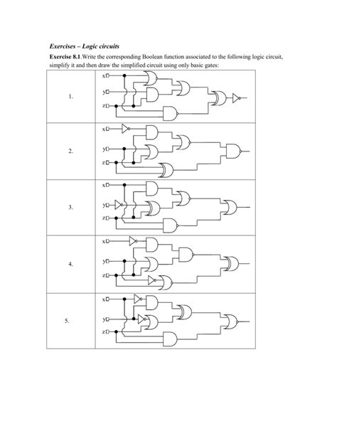 Exercises – Logic circuits