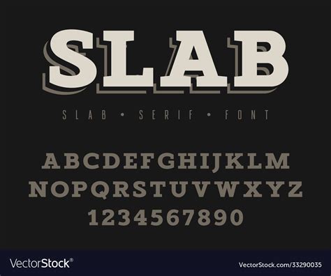 Slab serif font 001 Royalty Free Vector Image - VectorStock