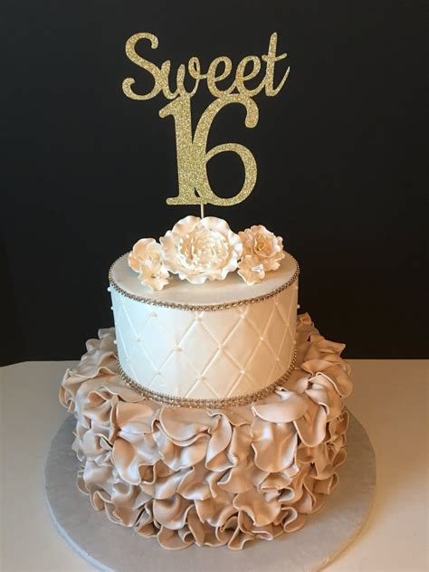 Any Color Glitter Sweet 16 Birthday Cake Topper Sweet Sixteen