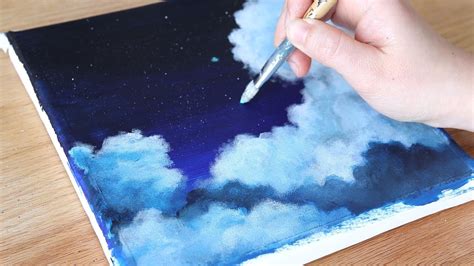 How To Paint Night Sky Clouds | Acrylic painting tutorial #124 - YouTube