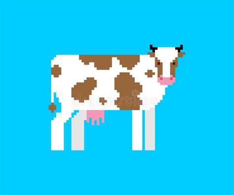 Cow Pixel Art. 8 Bit Farm Animal Cartoon Stock Vector - Illustration of ...