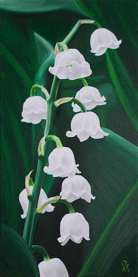 Lily of the Valley original oil painting cute little white