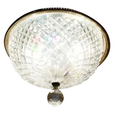 Vintage Waterford Crystal Monumental Flush Ceiling Fixture, Signed, Ireland at 1stDibs