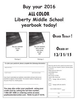 Fillable Online Liberty Middle School yearbook today Fax Email Print - pdfFiller