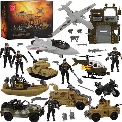 Top Right Toys Military Action Army Base Set - 42 Piece Huge Military Playset for Boys with ...