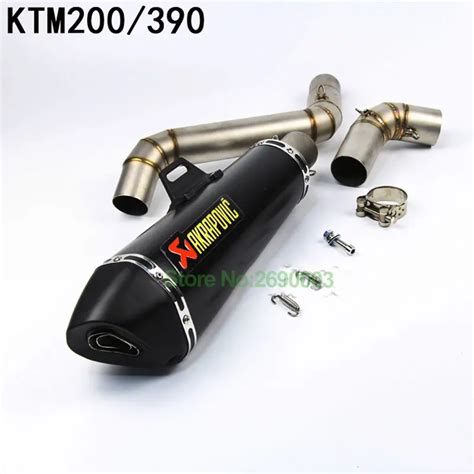 Full Set Motorcycle Akrapovic Exhaust Link Pipe for KTM Duke 200 Duke 390 Carbon Fiber Color ...