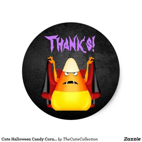 Cute Halloween Candy Corn Thanks! Thank You Classic Round Sticker | Zazzle | Halloween candy ...