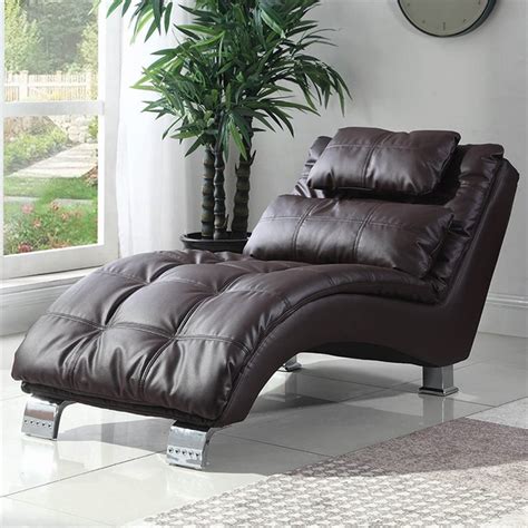 Bowery Hill Faux Leather Tufted Chaise Lounge in Dark Brown - Walmart ...