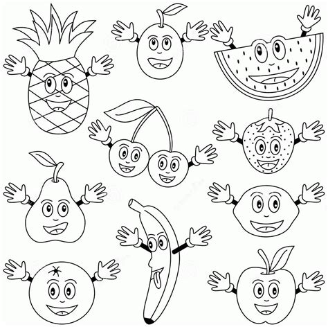 Free Fruits And Vegetables| Coloring Pages for Kids Printable, Download ...