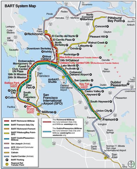 San Francisco Bart System Map (railway) | San francisco travel, Bart san francisco, System map