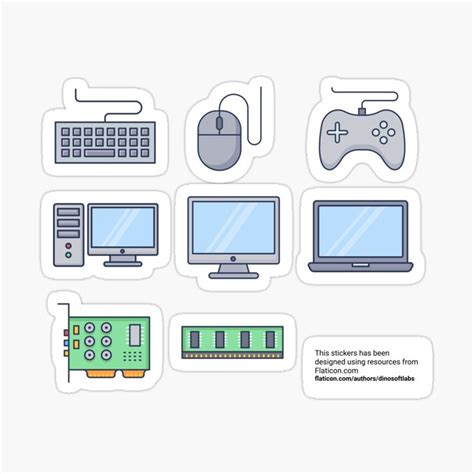 "Computer stickers pack: keyboard, mouse, gamepad, desktop, monitor ...