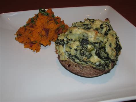 Stuffed Portabella mushroom caps with mashed sweet potatoes | Vegan Vitality