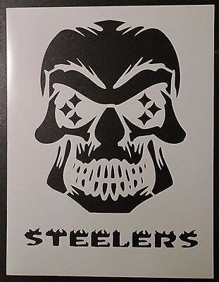 Pittsburgh Steelers Skull Football 8.5" x 11" Custom Stencil FAST FREE SHIPPING | eBay