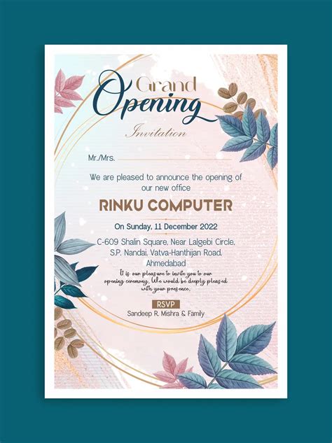 Grand Opening Invitation Card Template - Free Hindi Design