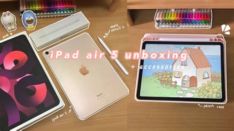 ipad air 5 (pink) 🍎 unboxing + apple pencil 2 + accessories 📦🐰 - YouTube