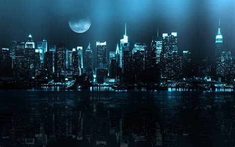 City building, night, cityscape, reflection, digital art HD wallpaper | Wallpaper Flare