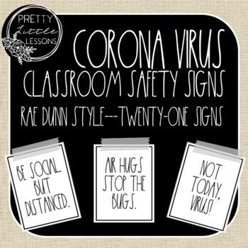 Corona Virus/COVID-19: Classroom Safety Signs (Rae Dunn Style) | TpT