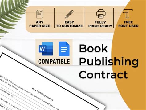 Book Publishing Contract Template Editable Instant Download - Etsy