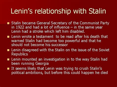 Lenins Death From Lenin to Stalin Lenins relationship