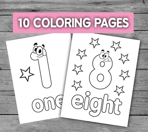 1 10 Numbers Printable Coloring Page Worksheets for - Etsy India