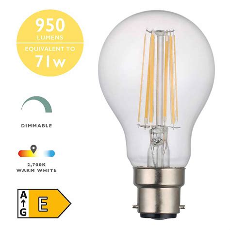 B22 8W Clear Dimmable LED Bulb - Lightbox