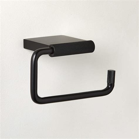 Blaine Matte Black Wall Mount Toilet Paper Holder + Reviews | CB2