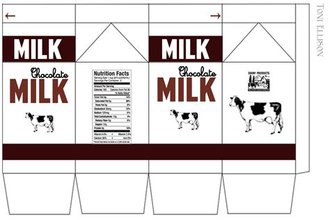 TV Milk Carton Labels - Whole Milk, Chocolate, Strawberry