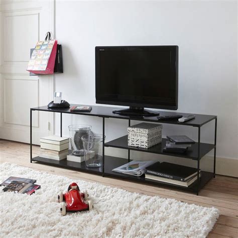 Nordic Black TV Stand Metal Frame with 1 Shelf for TVs up to 65 ...