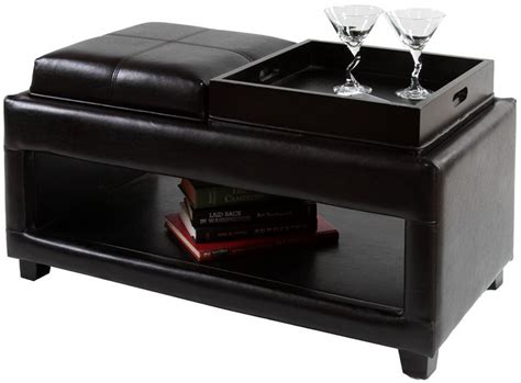 Aaden Brown Ottoman with Tray Tops - CB Furniture