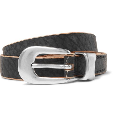 Our Legacy 2cm Black Distressed Leather Belt in Black for Men - Lyst