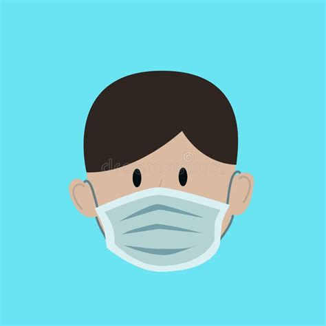 Man Wearing Protective Medical Face Mask. Cartoon Design Icon Vector ...