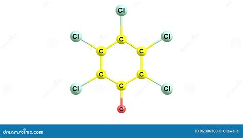 Pentachlorophenol Molecular Structure Isolated on White Stock Illustration - Illustration of ...