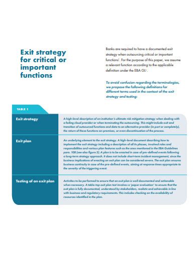 Exit Strategy - 10+ Examples, Format, Pdf | Examples