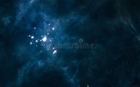 A Blue Star Cluster Somewhere in Deep Space Stock Image - Image of ...