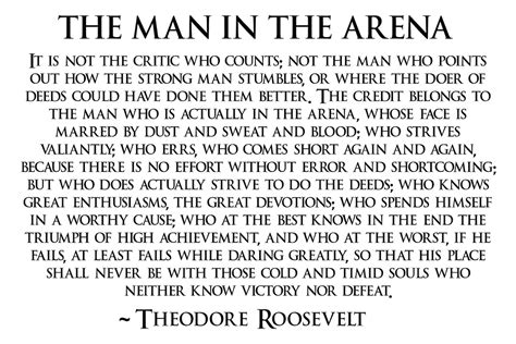 The Man in the Arena Poster, Teddy Roosevelt Poster, Motivation Poster ...