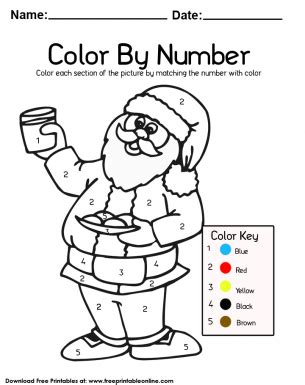 Santa Claus - Color by Numbers - Christmas Themed Worksheet