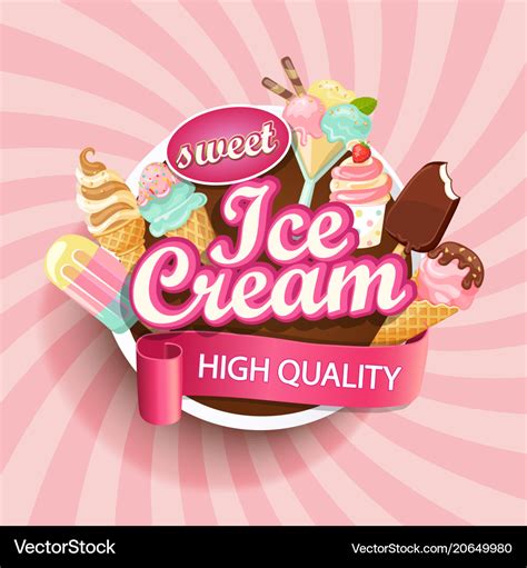 Ice cream shop logo label or emblem Royalty Free Vector