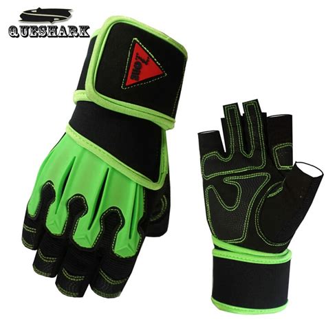 Fingerless Gym Fitness Crossfit Sports Gloves Long Wrist Wrap Exercise Gloves Dumbbell Barbell ...