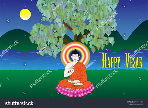Happy Vesak Buddha Birth Enlightenment Death Stock Vector (Royalty Free) 1713744775 | Shutterstock