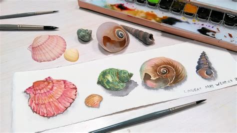 How To Paint 5 Seashells in Watercolor Layer by Layer - YouTube