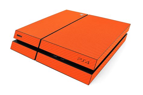 Sony Playstation 4 Skin PS4 Orange Carbon Fiber Full by iCarbons