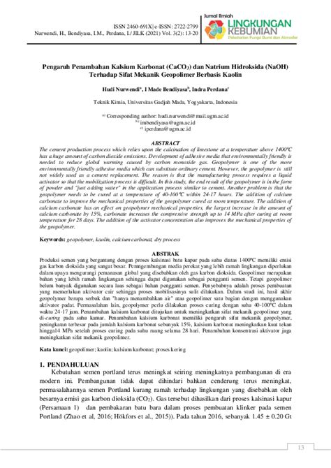 (PDF) Pengaruh Penambahan Kalsium Karbonat (CaCO3) dan Natrium Hidroksida (NaOH) Terhadap Sifat ...