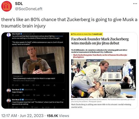 there's like an 80% chance that Zuckerberg is going to give Musk a traumatic brain injury | Elon ...