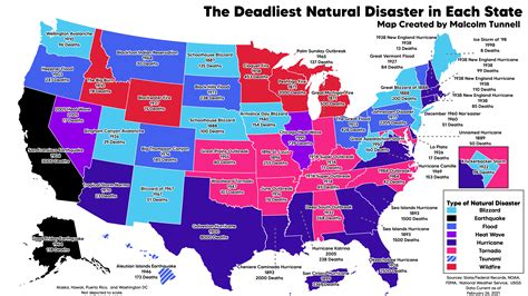 [OC] Deadliest Natural Disaster in Each State : r/dataisbeautiful