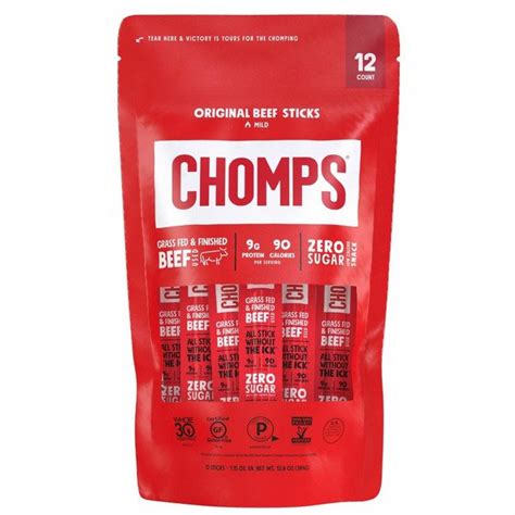 Chomps Original Grass Fed Beef Sticks, 12 Ct - Costco Food Database